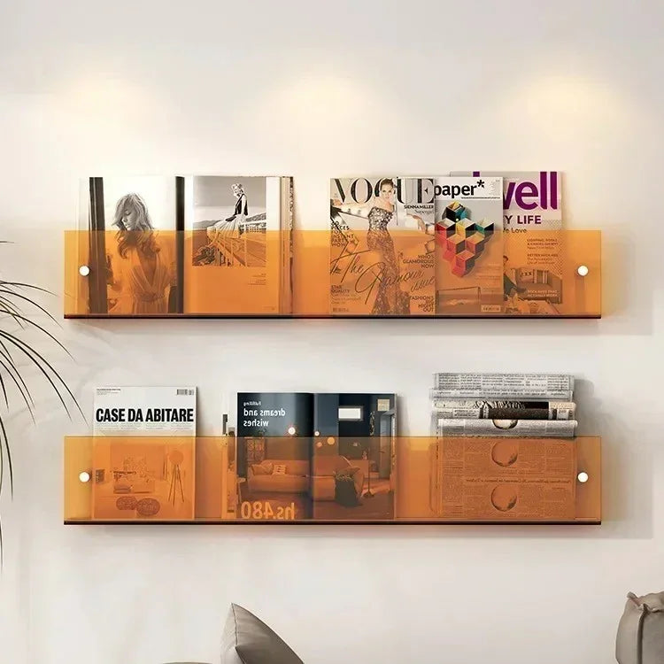 Floating Wall Shelf Magazine Rack, PVC Wall Mounted Book Display in Assorted Colors for Living Room, Office, Nursery & Kids Room | Lonoma