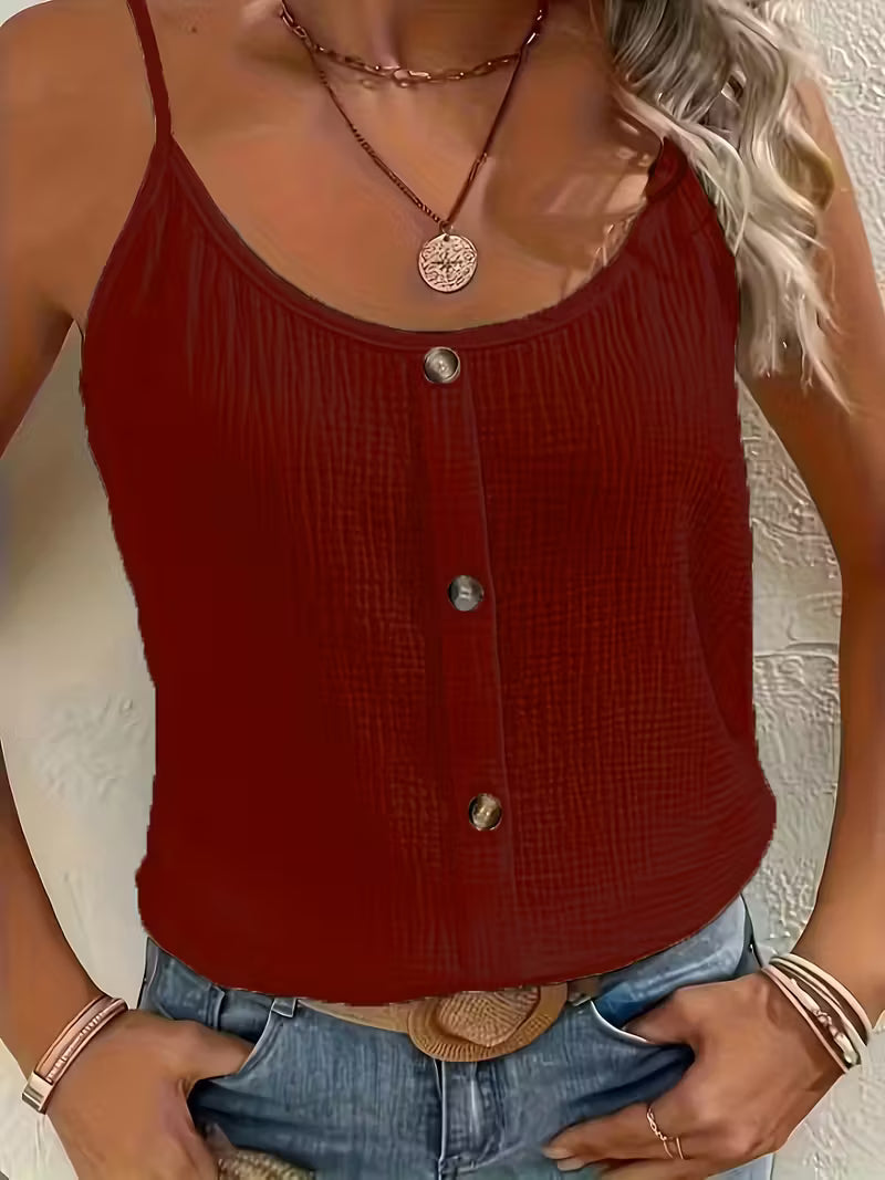 Women's Sleeveless Button-Front Blouse in Versatile Colours for Smart Casual and Everyday Elegance | Koossa