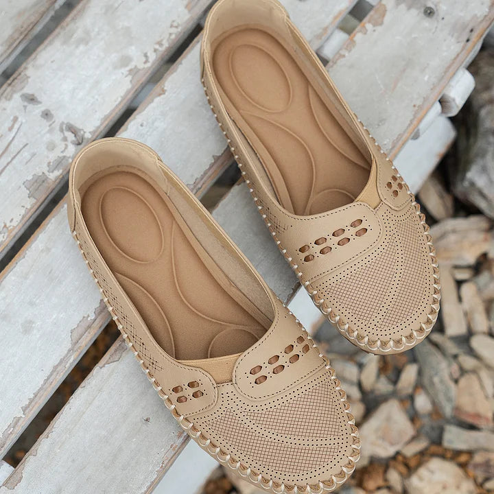 Women's Perforated Leather Slip-On Loafers for Effortless Summer Style | Koossa