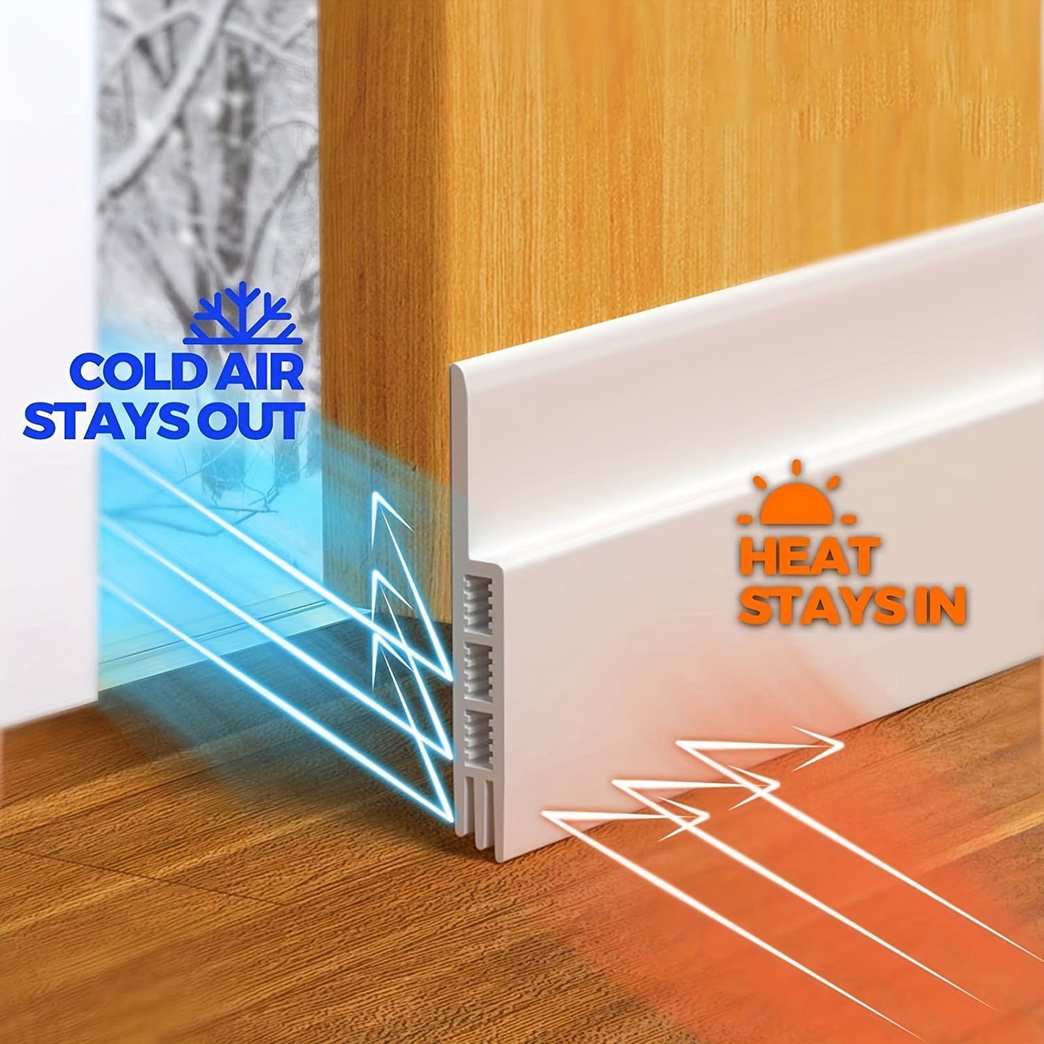 Bas de porte isolant silicone blanc autocollant 99 cm protection thermique acoustique confort économie énergie | Koossa