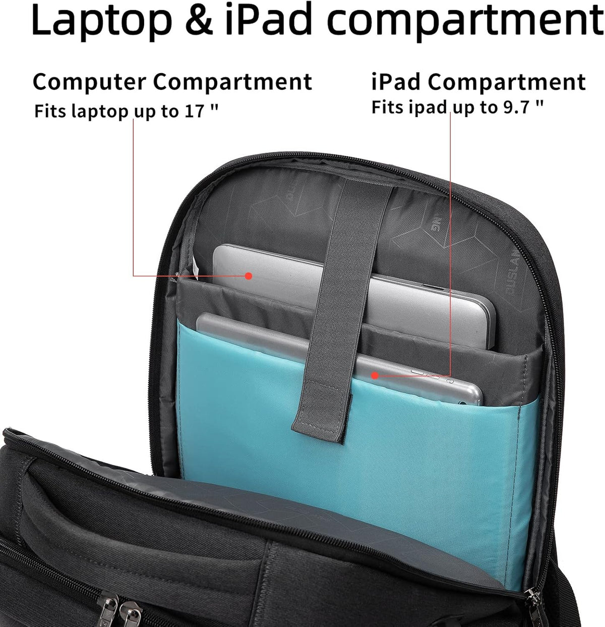 Laptop Backpack with USB Charging Port, Padded Compartment for 17 Inch Notebooks, Multiple Organizer Pockets, Trolley Sleeve for Business | Lonoma