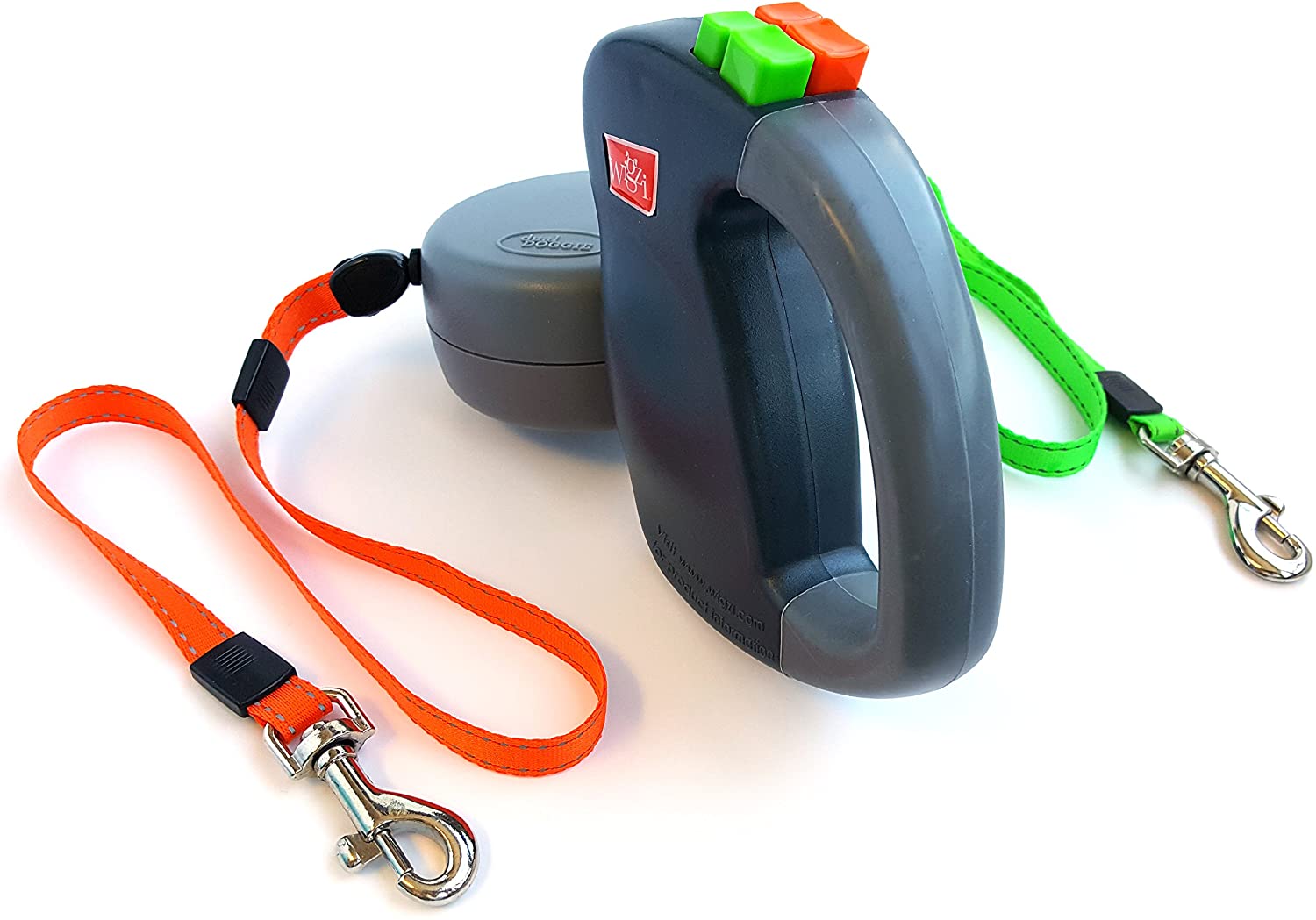 Laisse rétractable pour deux chiens rotation 360° avec réflecteurs de sécurité nocturne contrôle indépendant 3 m | Koossa