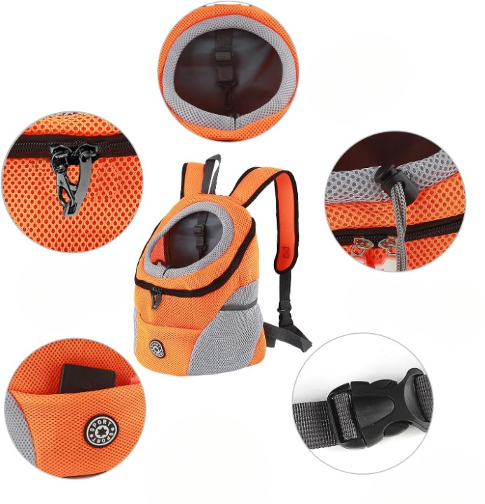 Dog Carrier Backpack for Pets Up to 22 lb Mesh Ventilation Hip Support Safety Leash Adjustable Straps for Hiking Travel | Lonoma