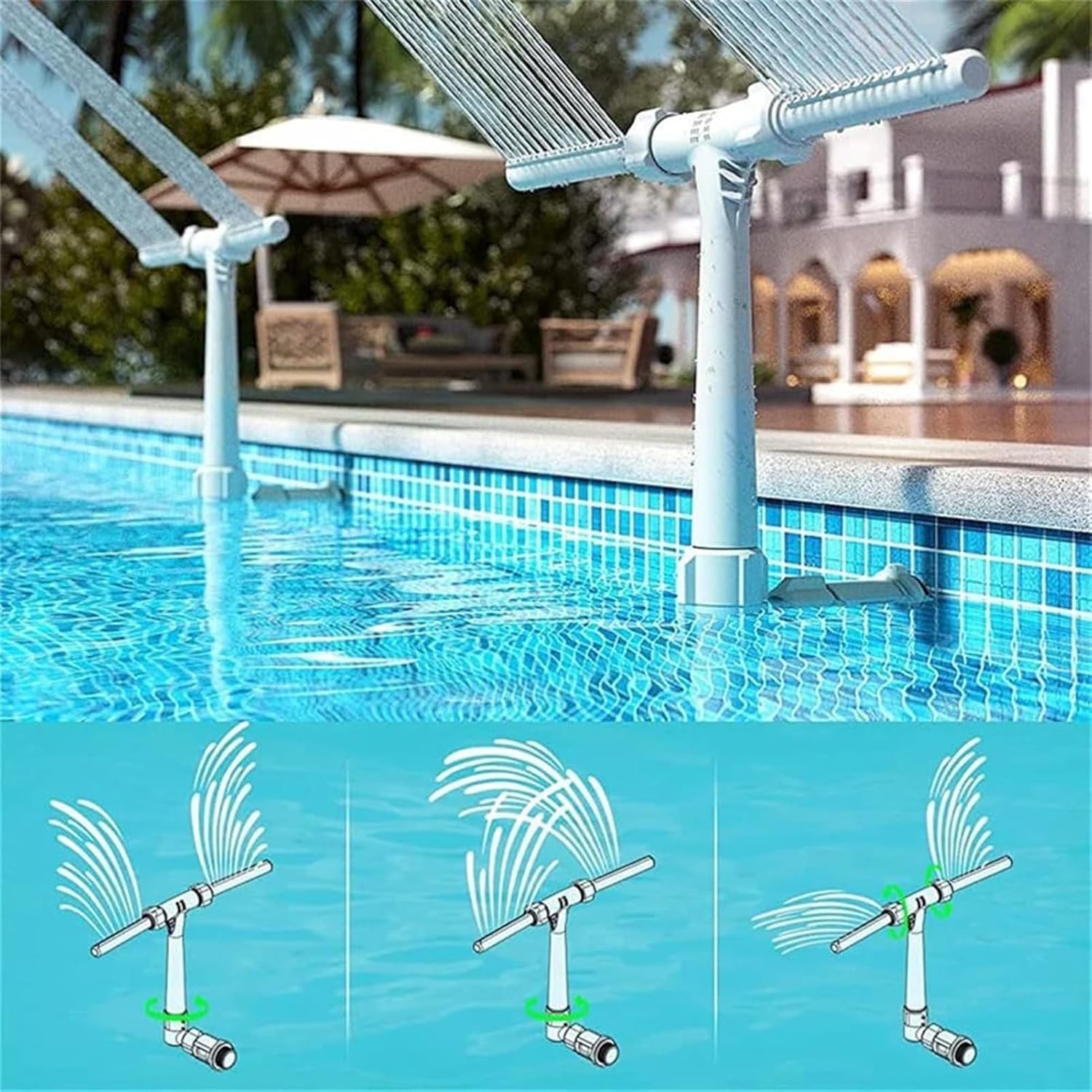 Fontaine Solaire pour Piscine avec Éclairage LED RGB Automatique Effet Eau Lumineuse Nocturne Décoration Jardin | Koossa