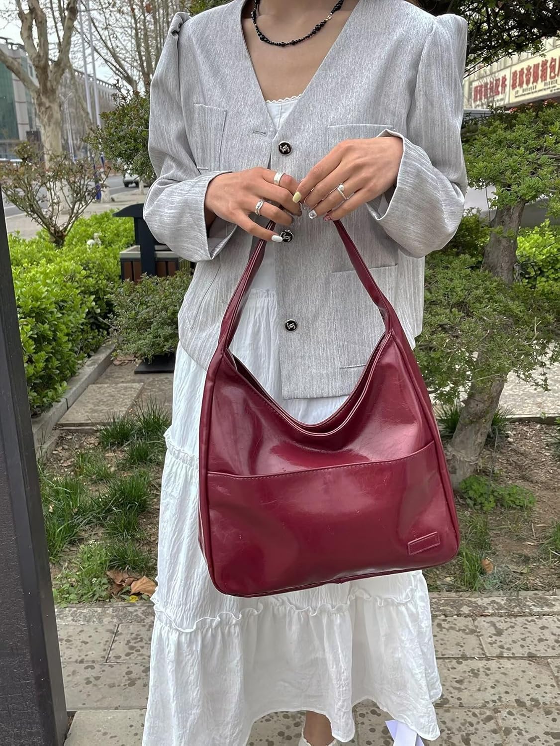 Soft Faux Leather Shoulder Bag in Contemporary Minimalist Silhouette for Work and Weekend Styling | Koossa