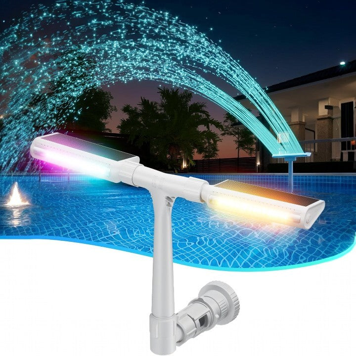 Fontaine Solaire pour Piscine avec Éclairage LED RGB Automatique Effet Eau Lumineuse Nocturne Décoration Jardin | Koossa