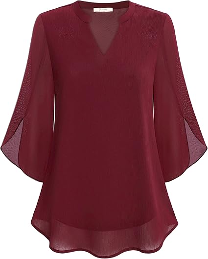 Flowing Chiffon V-Neck Blouse with Flutter Sleeves in Six Colours – Lightweight Spring Summer Wardrobe Essential for Women | Koossa