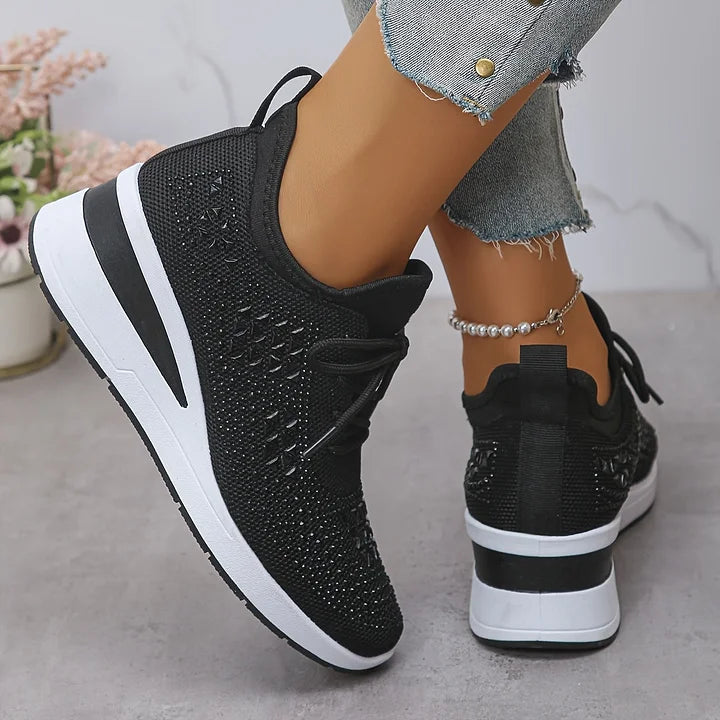 Women's Ergonomic Lace-Up Trainers in Premium Canvas with Cushioned Sole for All-Day Comfort | Koossa