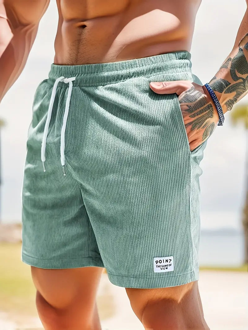 Men's Brown Corduroy Summer Shorts — Elasticated Waist Casual Shorts for Weekend & Holiday Wear | Koossa