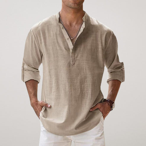 Relaxed Linen Blend Shirt in Classic Colours for Warm Days and Coastal Escapes | Koossa