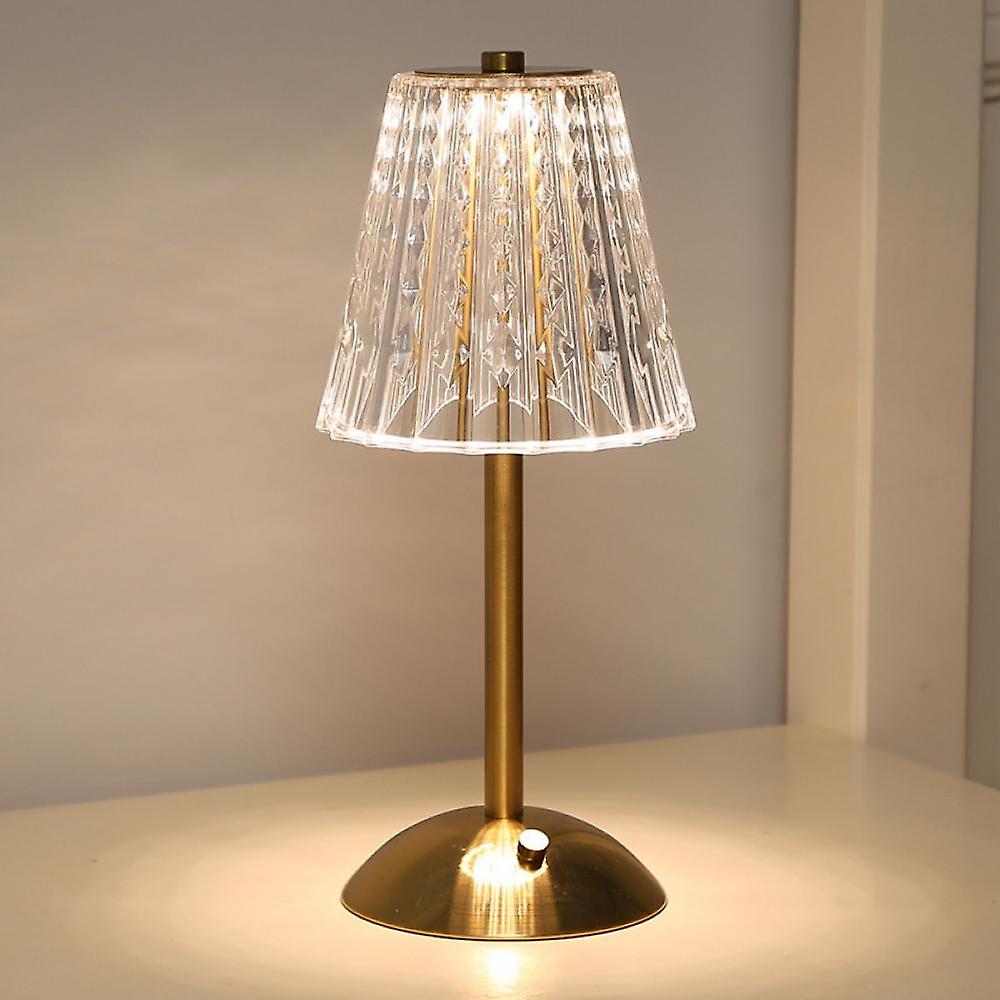 Lampe à poser tactile LED à variateur doré et cristal acrylique pour chambre et salon ambiance chaleureuse | Koossa