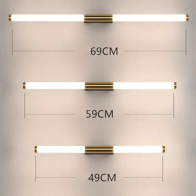 Linear LED Wall Sconce Gold Finish 19-27 inch Acrylic Shade for Bathroom Vanity Mirror Modern Over Mirror Light Bar | Lonoma