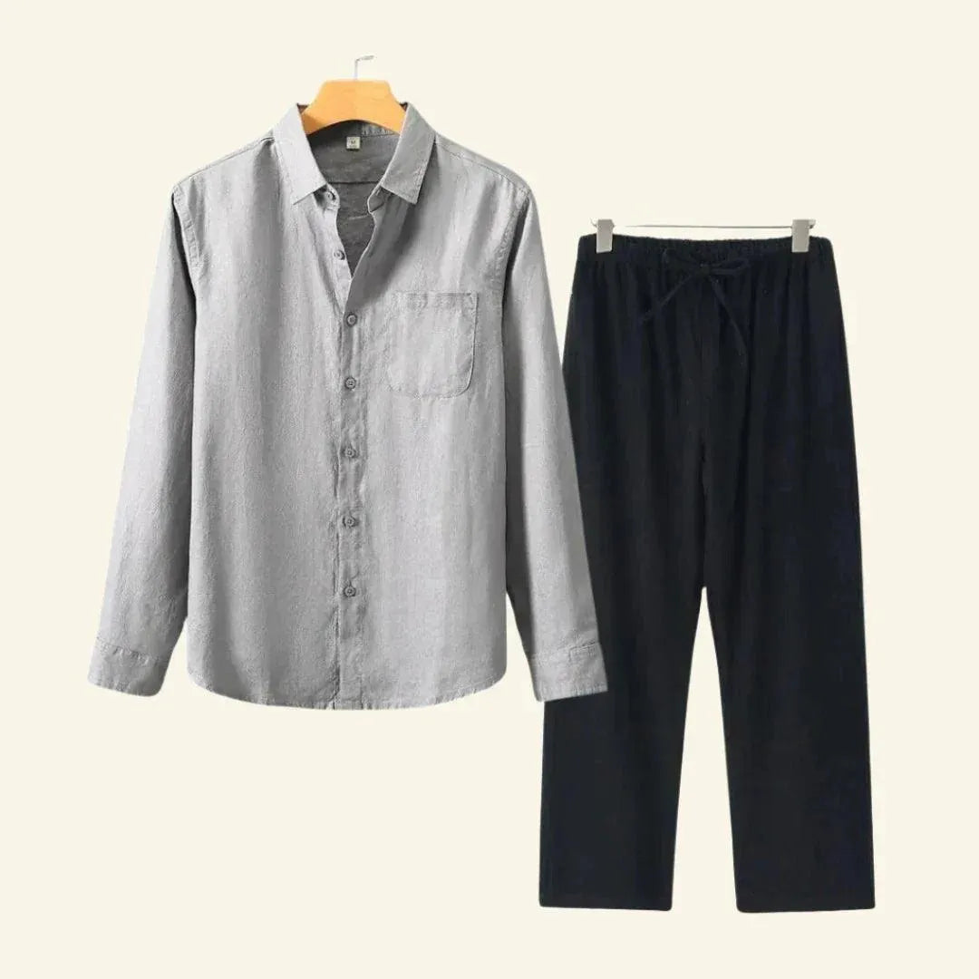 Men's Short-Sleeved Shirt and Trousers Separates Set — Classic Coordinates for Smart Casual Occasions | Koossa