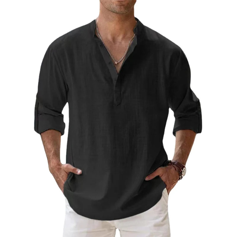 Men's Long-Sleeve Shirt in Classic Colours — Relaxed Fit Everyday Shirt for Spring & Summer Wear | Koossa