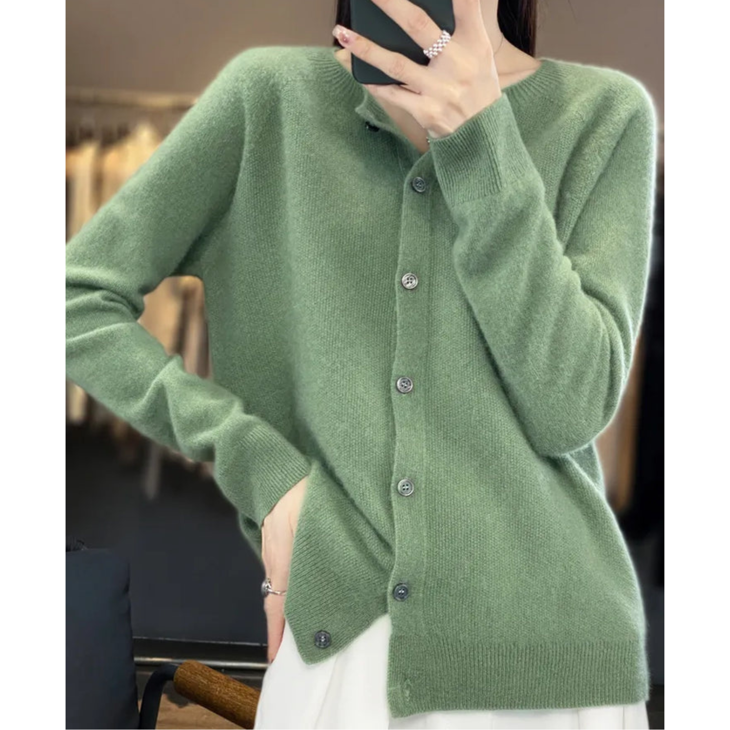 Women's Round Neck Cardigan — Classic Button-Front Knitwear for Layering & Everyday Elegance | Koossa