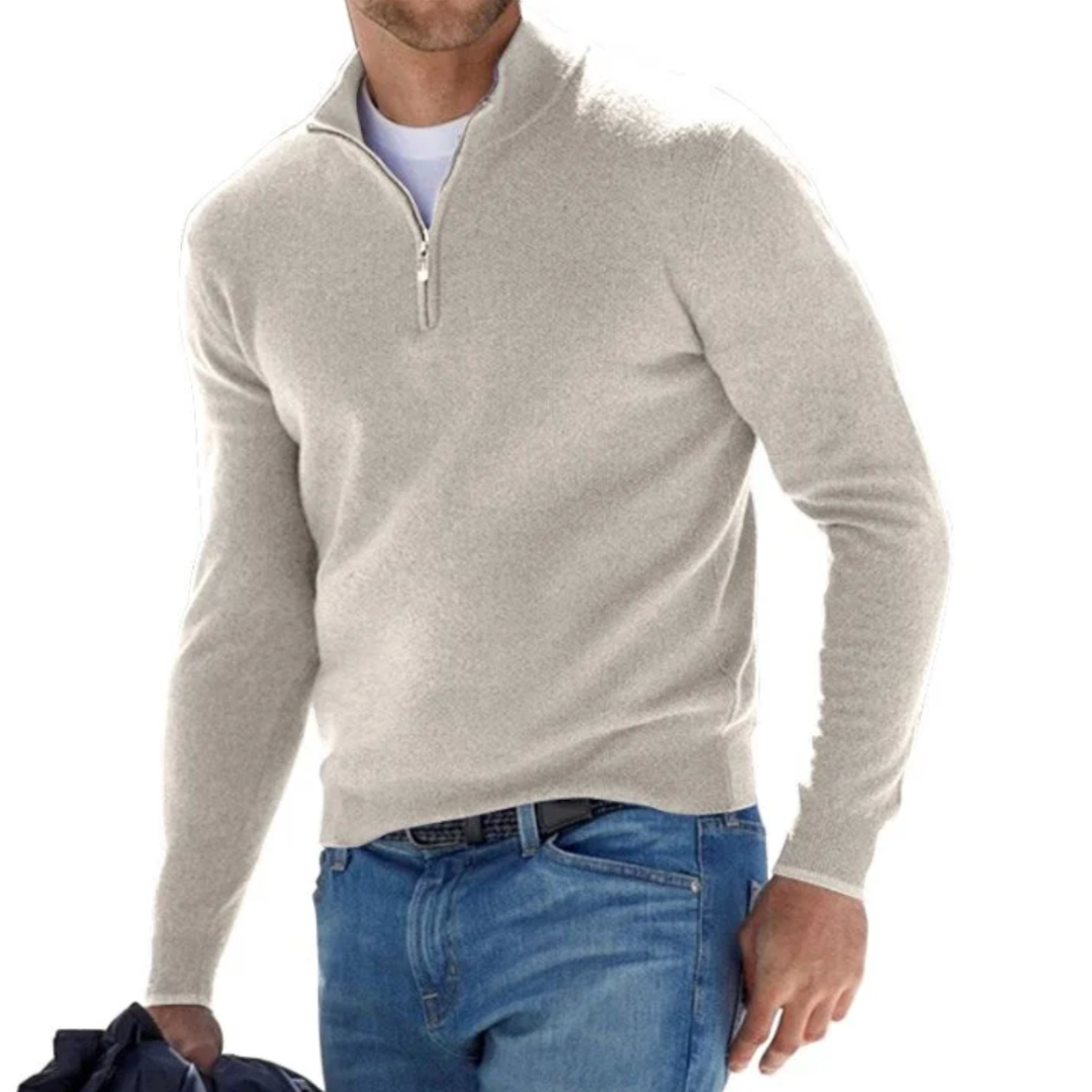 Men's Half-Zip Pullover Jumper — Classic Casual Knitwear for Everyday Comfort & Smart-Casual Style | Koossa