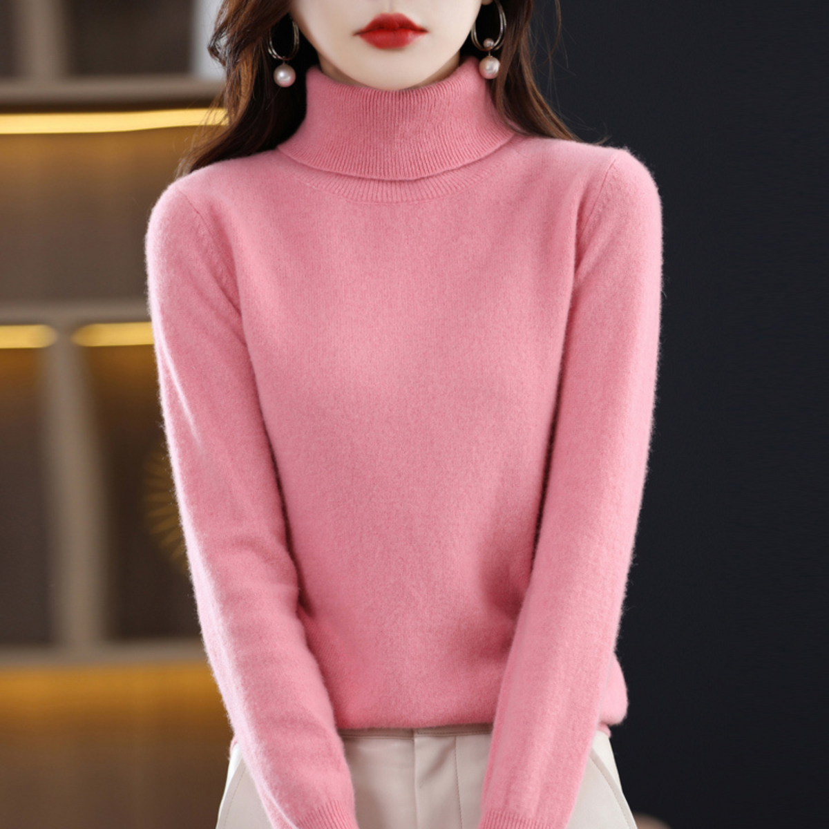 Women's Turtleneck Sweater Soft Knit Long Sleeve Pullover for Fall Winter Everyday Casual Office Wear | Lonoma