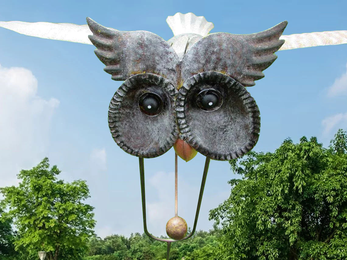Mobile éolien oiseau en métal argenté pour jardin décoration extérieure résistante aux intempéries ailes animées | Koossa