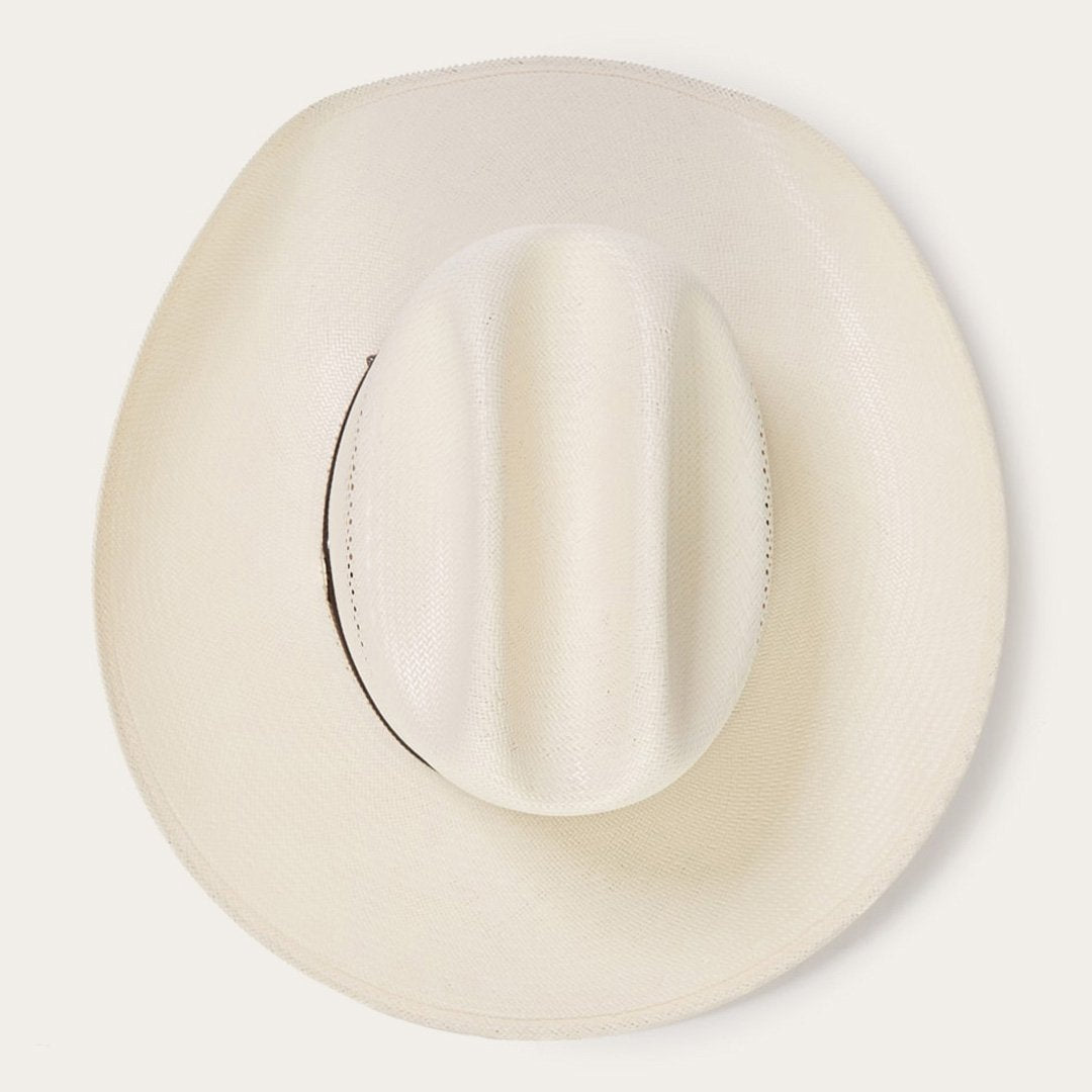 Chapeau de cowboy western en paille naturelle tressée avec bandeau cuir et détails métalliques réglable 58–60 cm | Koossa