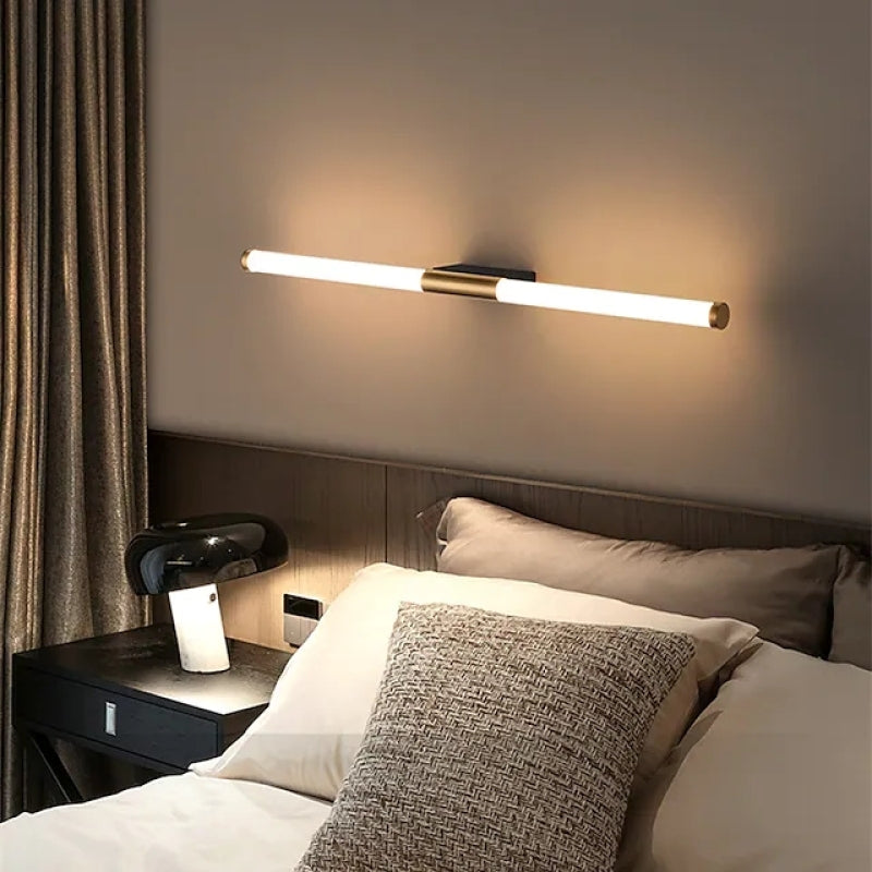 Linear LED Wall Sconce Gold Finish 19-27 inch Acrylic Shade for Bathroom Vanity Mirror Modern Over Mirror Light Bar | Lonoma