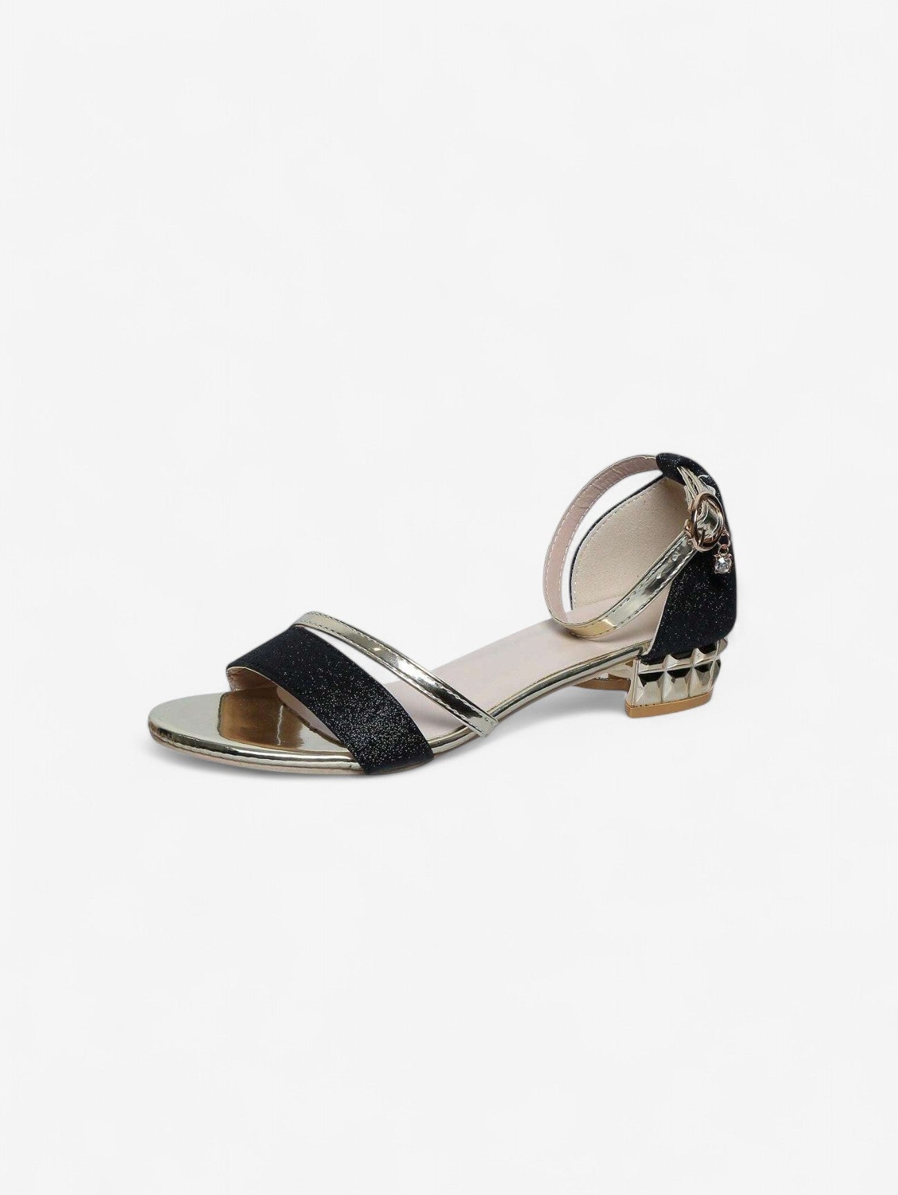 Women's Glittering Block Heel Sandals in Pink, Silver, Black & Gold – Elegant Strappy Evening Sandals with Low Heel for Parties, Weddings & Special Occasions | Koossa