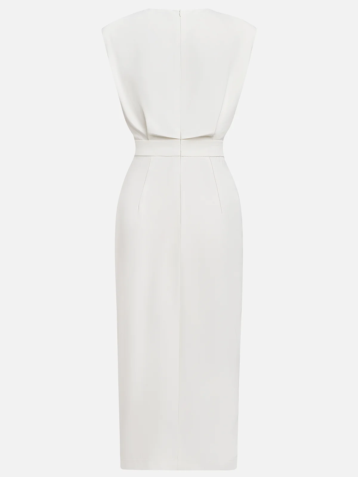 Women's Button-Detail Sleeveless Midi Dress in Beige, Black, Blue | Koossa