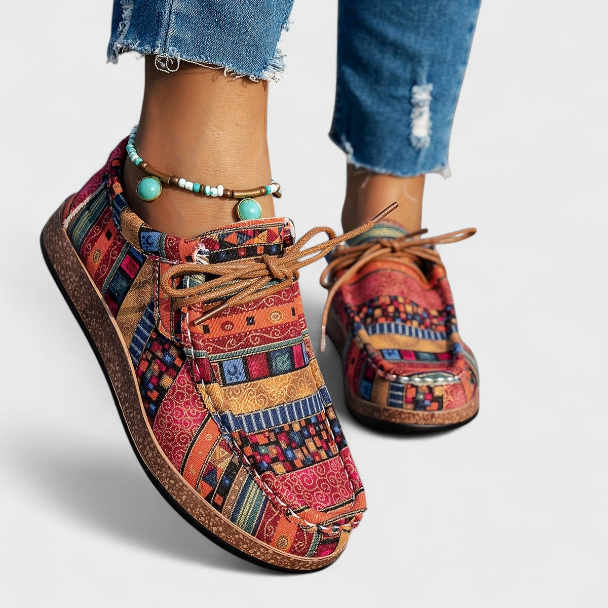 Women's Supportive Slip-On Shoes in Red, Khaki, Blue and Multicolour – Lightweight Comfort for Everyday Wear | Koossa
