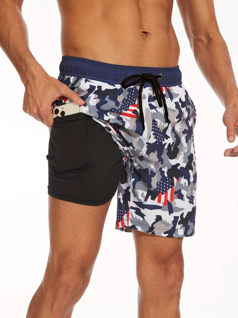 Men's Quick-Dry Swim Shorts in Lightweight Fabric | Relaxed Fit Mid-Thigh Beach Trunks with Elasticated Drawstring Waist and Side Pockets for Holiday Swimming Pool Summer | Koossa