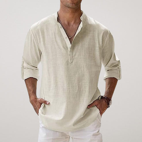 Relaxed Linen Blend Shirt in Classic Colours for Warm Days and Coastal Escapes | Koossa