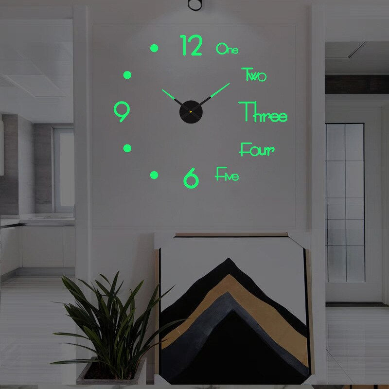 Large DIY 3D Wall Clock, Silent Quartz Non-Ticking Oversized Modern Black Numerals for Living Room, Office & Bedroom Wall Decor | Lonoma