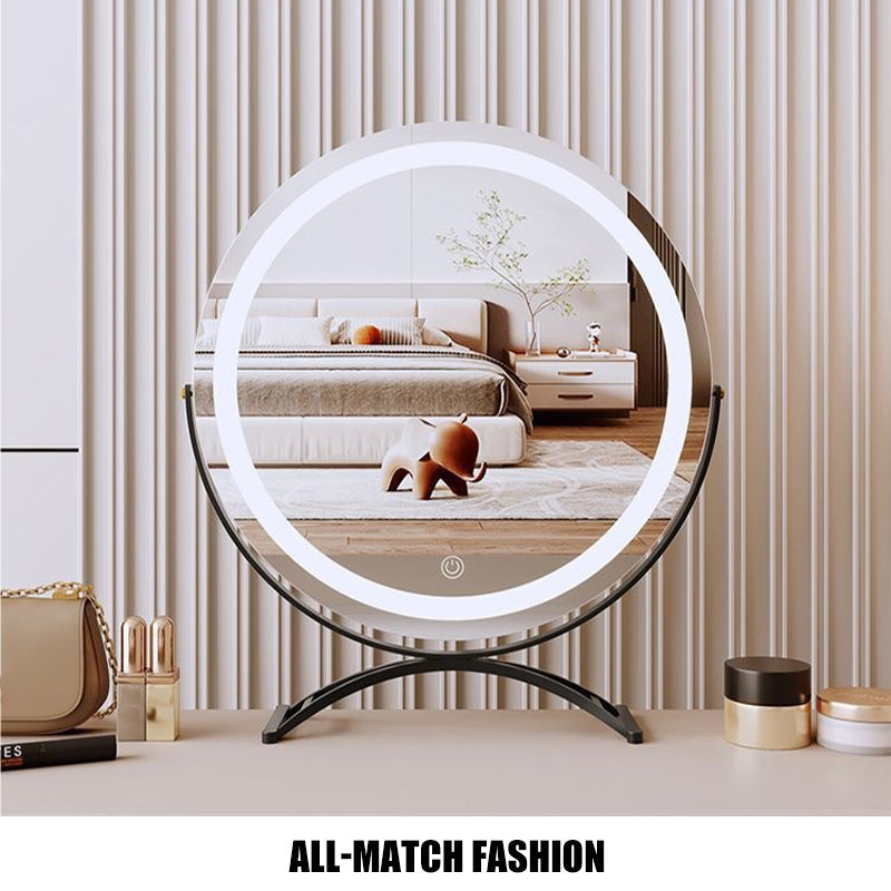 Miroir lumineux LED 40 cm rechargeable 3 modes pivotant 360° dimable beauté maquillage tactile mémoire | Koossa
