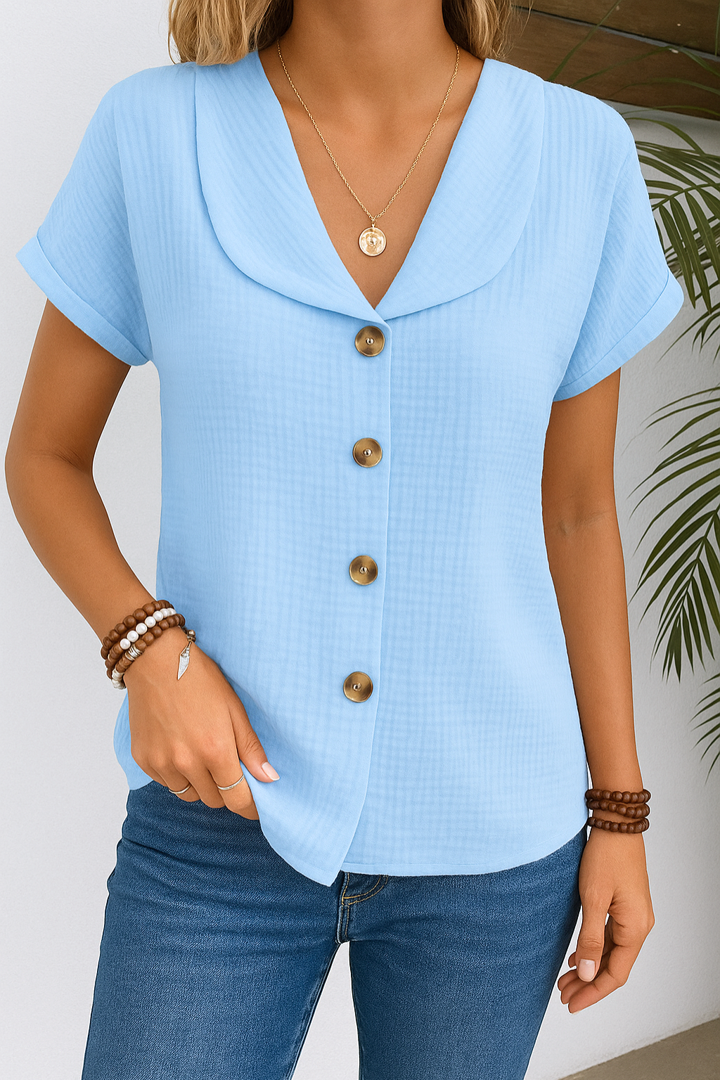 Women's Classic Button-Down Collar Blouse — Elegant Casual Shirt for Work & Weekend Wear | Koossa