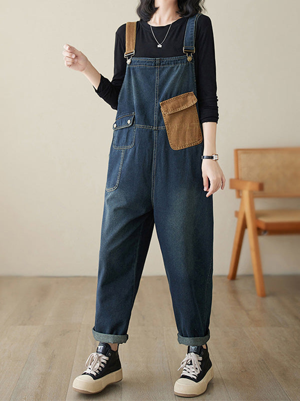 Women's Relaxed Denim Jumpsuit with Adjustable Straps — Casual All-in-One Outfit for Everyday Wear & Weekend Style | Koossa