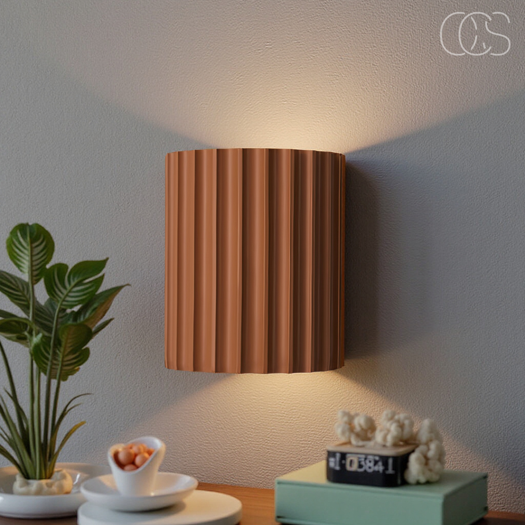 Applique murale LED minimaliste double flux lumineux haut bas résine texturée blanc gris vert orange moderne | Koossa