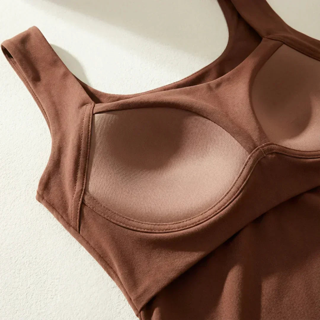 Built-In Support Camisole Top with Integral Bra in Stretch Jersey for Effortless Everyday Layering and Standalone Comfort | Koossa