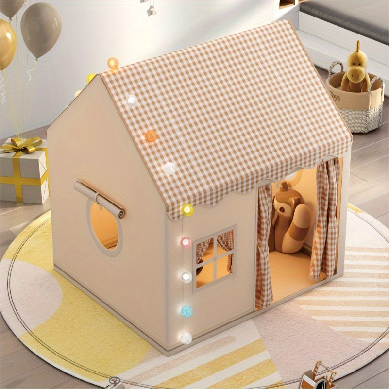 Kids Play Tent House 51 x 47 x 39 in, Beige Pop-Up Indoor Fort for Bedroom, Playroom & Nursery, Toddler Reading Nook Hideout | Lonoma