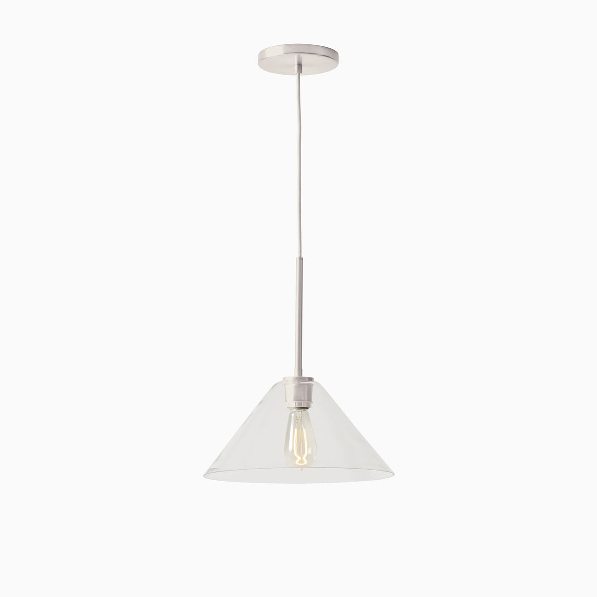 Tapered Glass Hanging Fixture with Metal Canopy – E26 Socket – Dimmable for Dining Room, Island, Entryway | Lonoma