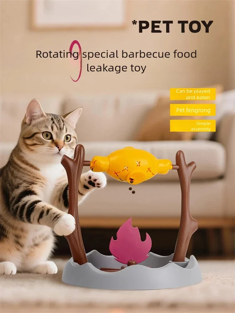 Cat Toy Slow Feeder Rotating Food Dispenser Interactive Puzzle Treat Spinner Adjustable 30cm | Koossa