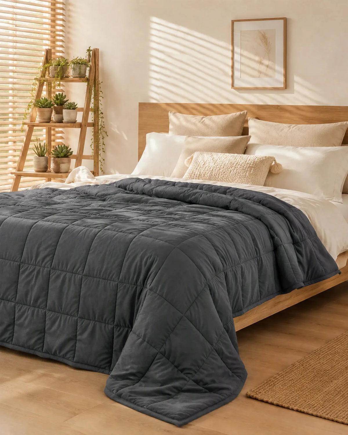 Weighted Blanket for Adults Heavy Calming Blanket Deep Pressure Sleep Therapy Anxiety Relief Breathable Polyester Glass Bead Fill 9-18 lb | Lonoma