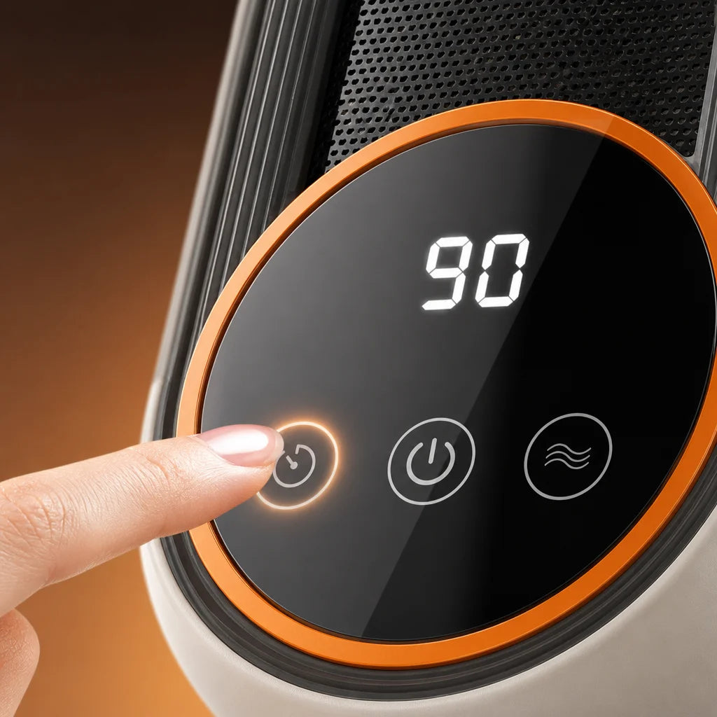 Portable Ceramic Space Heater with Tip-Over Protection, Touch Controls & Thermostat for Bedroom, Office, Desktop | Lonoma