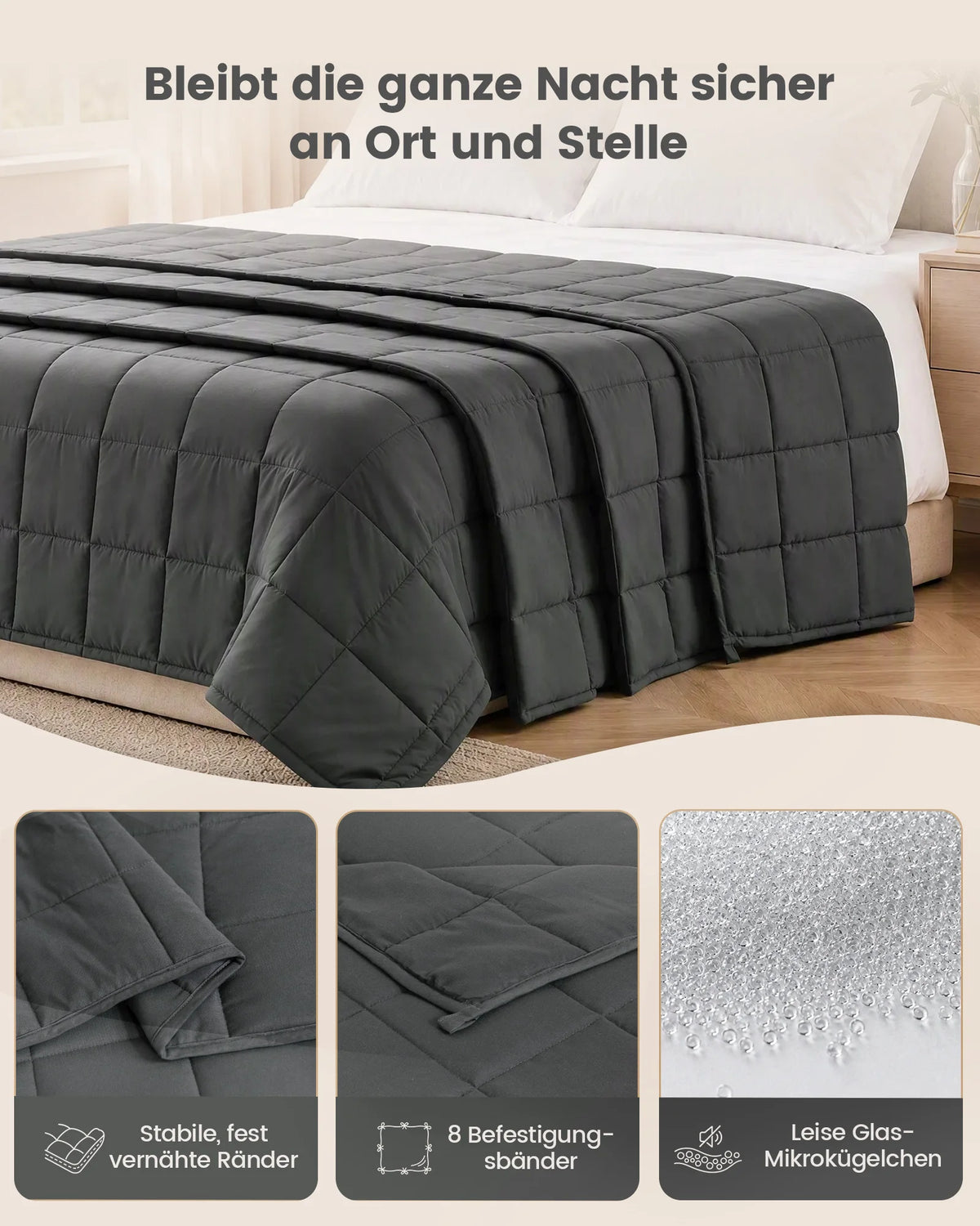 Weighted Blanket for Adults Heavy Calming Blanket Deep Pressure Sleep Therapy Anxiety Relief Breathable Polyester Glass Bead Fill 9-18 lb | Lonoma