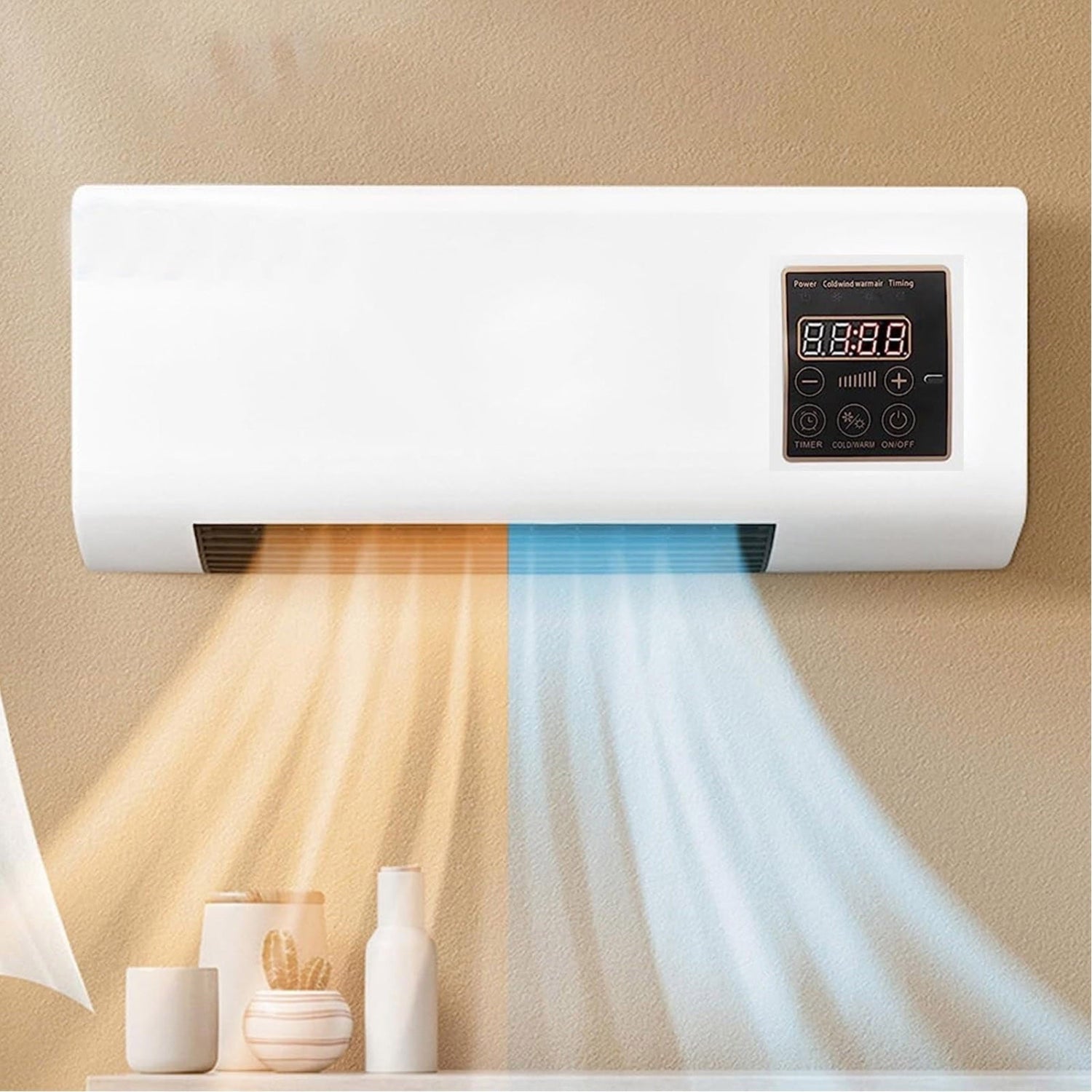 Climatiseur mural 4-en-1 réversible chauffage ventilation déshumidification silencieux avec écran LCD | Koossa