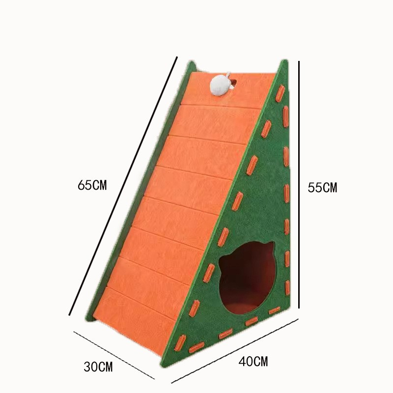 Cat Scratch Ramp House 65x40x55cm Felt Hideout Climbing Ramp Teaser Toy Indoor Cat Den Scratcher Triangle Cave | Koossa