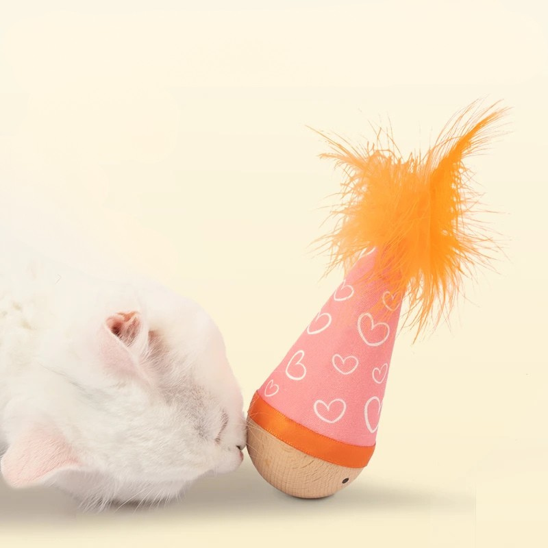 Cat Tumbler Toy Wobble Self-Righting Smiling Face Wizard Hat Indoor Kitten Adult Hunt Play Stimulation Roly Poly | Koossa