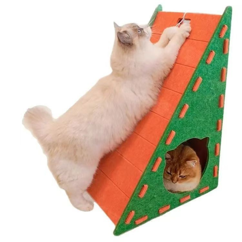 Cat Scratch Ramp House 65x40x55cm Felt Hideout Climbing Ramp Teaser Toy Indoor Cat Den Scratcher Triangle Cave | Koossa