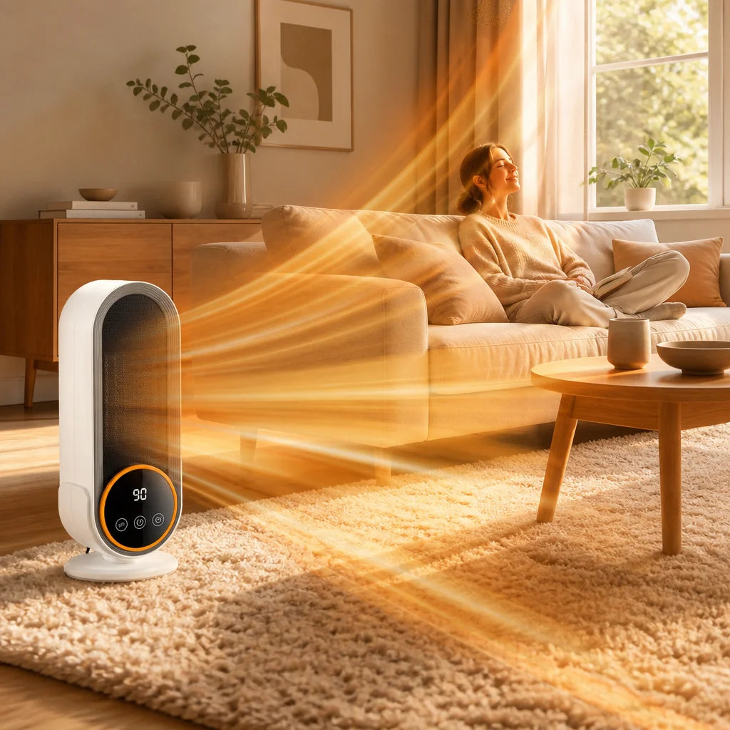 Portable Ceramic Space Heater with Tip-Over Protection, Touch Controls & Thermostat for Bedroom, Office, Desktop | Lonoma