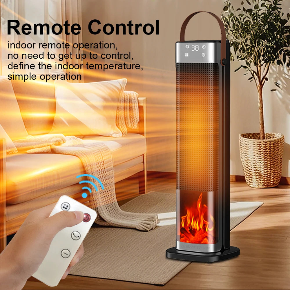 Tower Space Heater 2000W with Flame Effect & Timer for Bedroom, Office, Home Heating | Portable Electric Heater Touch Control | Lonoma