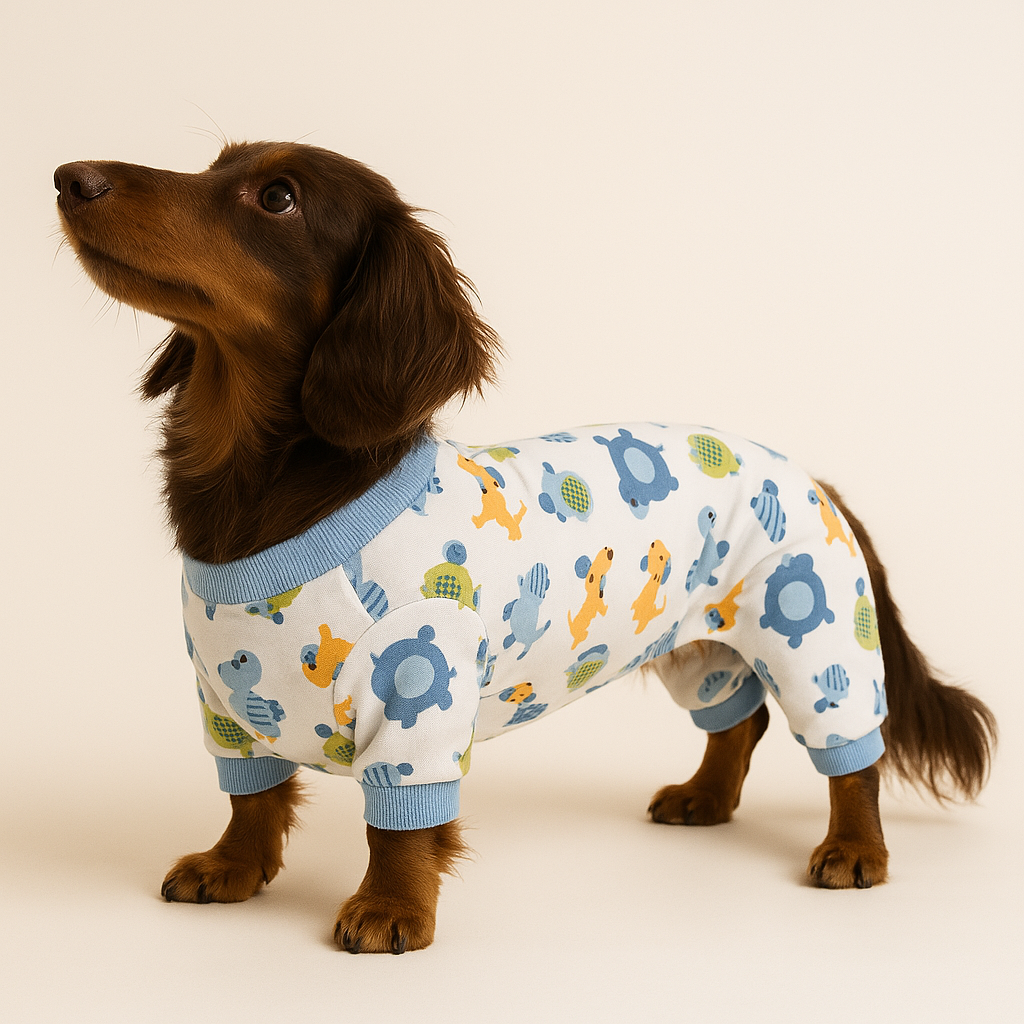 Dog Pyjamas Jumpsuit Printed Cotton Dachshund Onesie Four-Leg Suit Soft Warm Indoor Sleepwear Small Dog Loungewear Cosy | Koossa