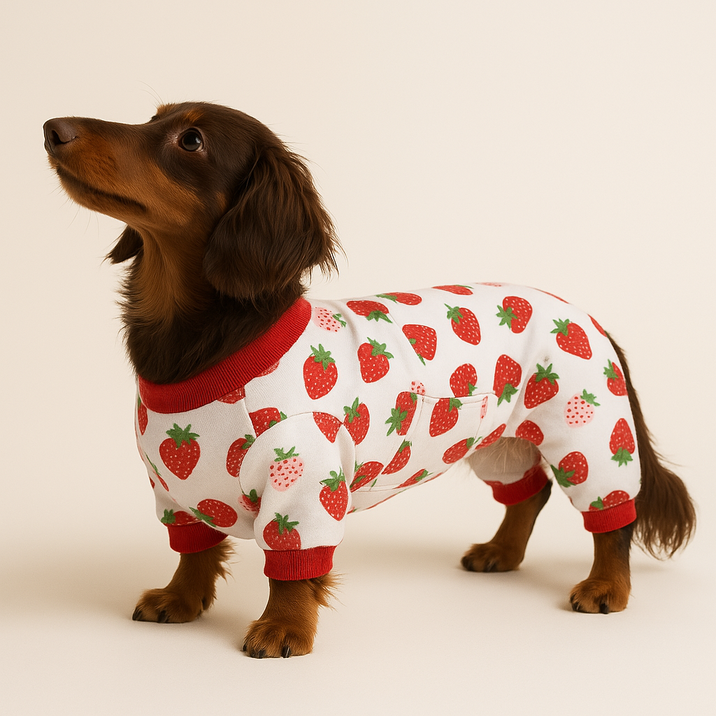 Dog Pyjamas Jumpsuit Printed Cotton Dachshund Onesie Four-Leg Suit Soft Warm Indoor Sleepwear Small Dog Loungewear Cosy | Koossa
