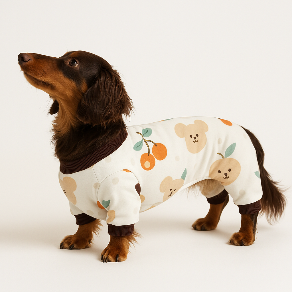 Dog Pyjamas Jumpsuit Printed Cotton Dachshund Onesie Four-Leg Suit Soft Warm Indoor Sleepwear Small Dog Loungewear Cosy | Koossa